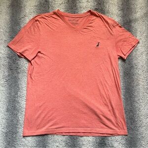 Nautica Coral Casual V-Neck T-Shirt Men’s Large Classic V Neck Tees